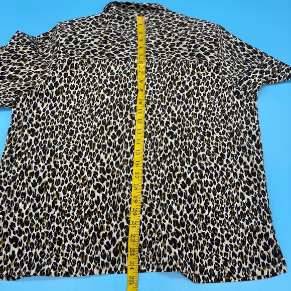 Donn Kenny Leopard Print Button Down Top Brown & Tan Size PL - Picture 7 of 9
